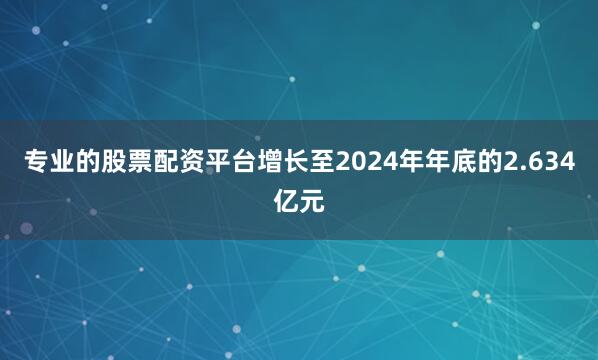 专业的股票配资平台增长至2024年年底的2.634亿元